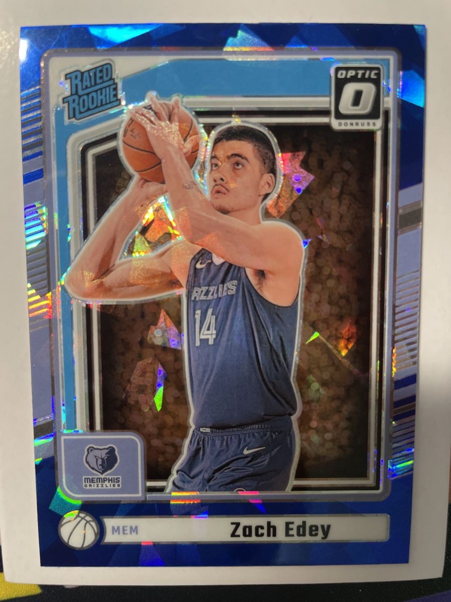 2024-25 Donruss Optic Zach Edey #P-239 RC Rated Rookie Preview Blue Cracked Ice