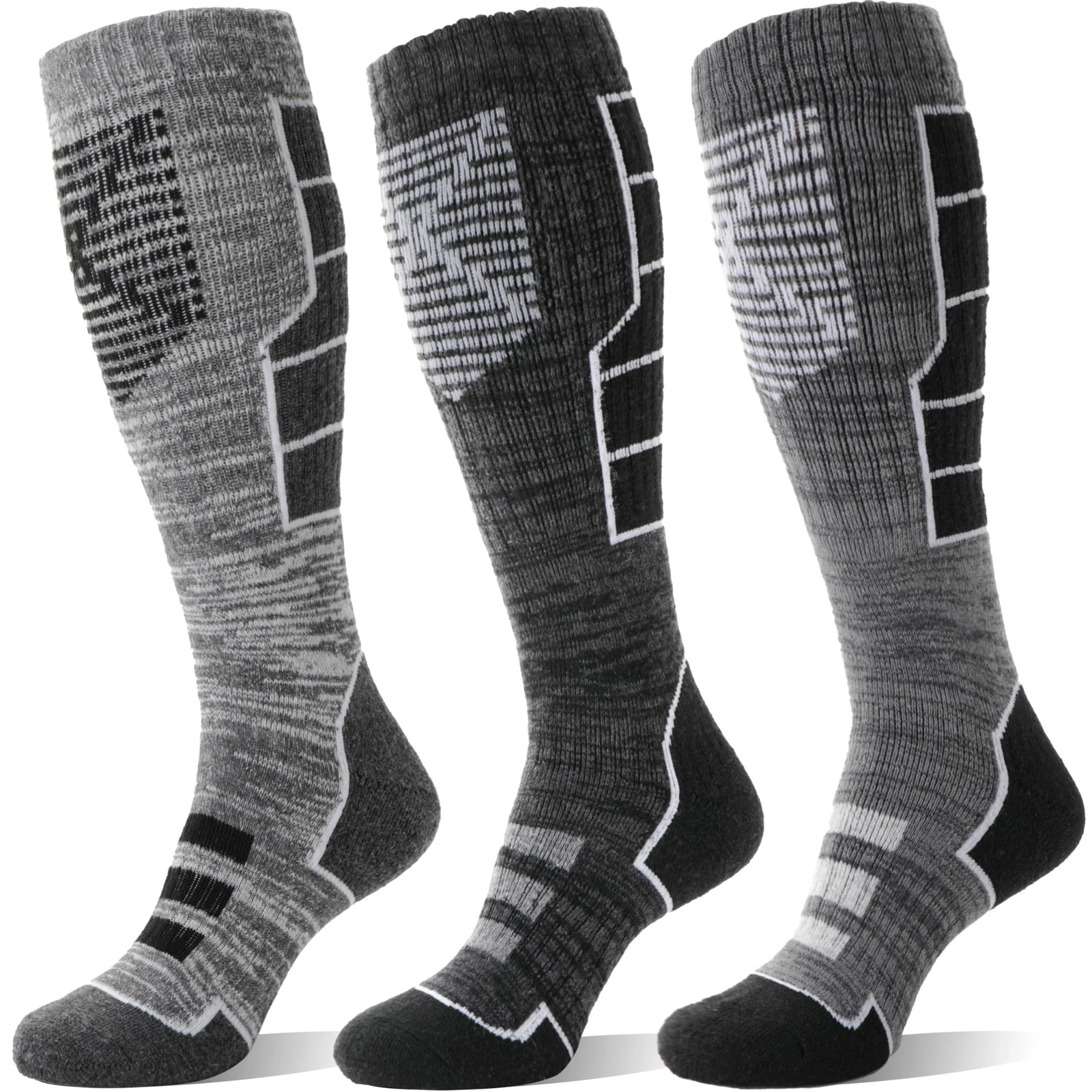 Anlisim Merino Wool Ski Thermal Unisex Socks for Men Women Large, Black Gray