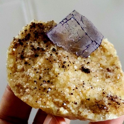 Large Solatire Fluorite With Pyrite Specimen Xingjiang, 160gm, 6cm, US SELLER