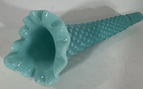 FENTON HOBNAIL TURQUOISE PASTEL 6" EPERGNE HORN