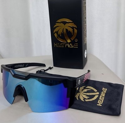 Heatwave Oversized Shield Sunglasses Black Frame Mirrored Lens Women