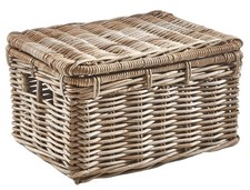 Kobolo Rattantruhe Aufbewahrung Truhe- Deckel Kiste aus Rattan kubu grey - groß