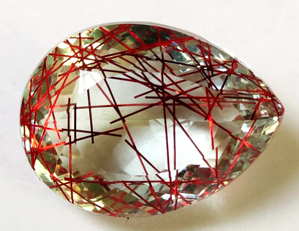 AAA+ Large Rutilated Quartz 65.15 Ct. Pear Cut Loose Gemstone Gift for Women - Image 2 of 4