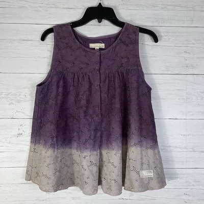 Odd Molly by Anthropologie ombré top  2 Purple Eyelet sleeveless button front