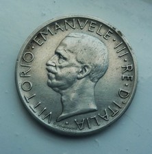 1927 ITALY 5 Lira - Victor Emmanuel III. LOVELY SILVER SILVER COIN