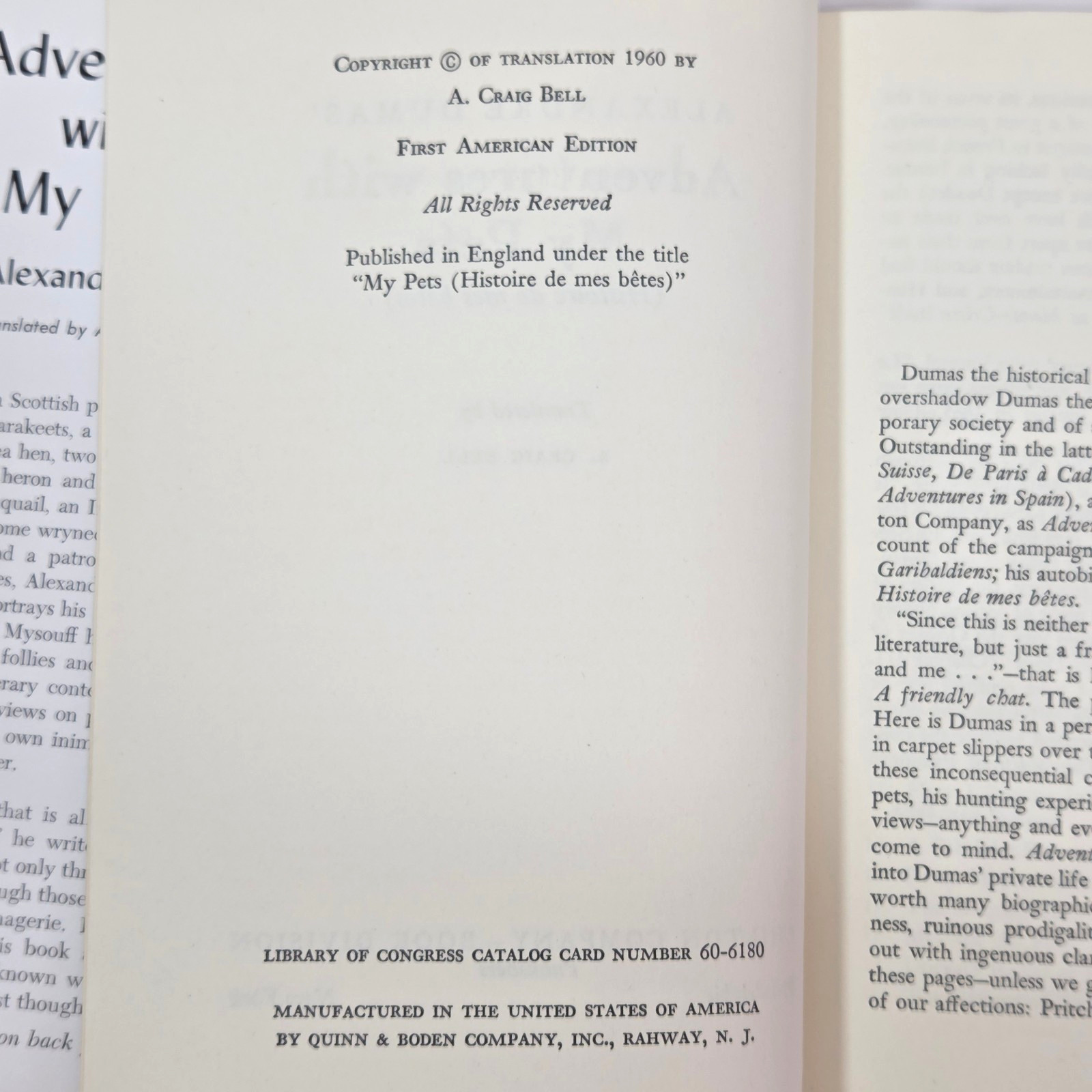 Alexandre Dumas Adventures in Spain 1959 with My Pets 1960 HCDJ First US Edition