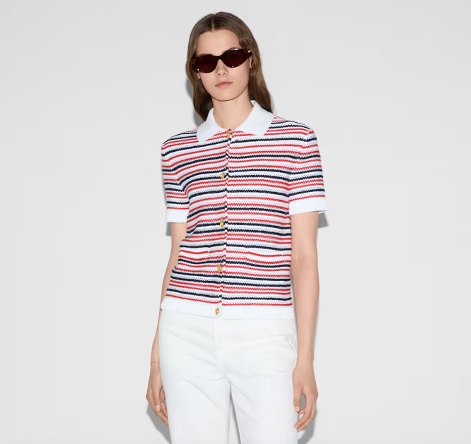 NWT GUCCI Red/White/Blue Striped Polo Sweater /Cardigan Size XS | eBay