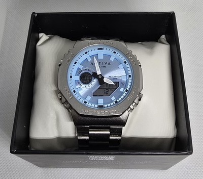 Activa Sianal Invicta Digital Unisex Watch  45.5mm Silver Aqua Blue ACWM423-003