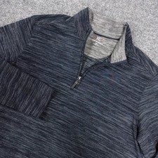 Johnston Murphy 1/4 Zip Pullover Men XL Blue Heather Stripe XC4 Golf Performance