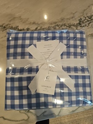 Serena & Lily French Blue Percale Gingham Sheet Set Cal King