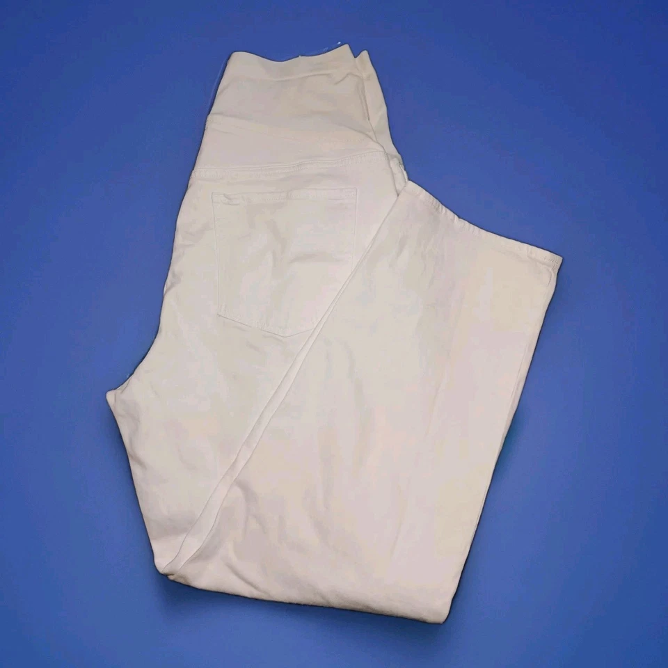 Old Navy Women’s 18 Maternity Straight Leg Full Panel Denim Jeans - White - Image 2 of 4