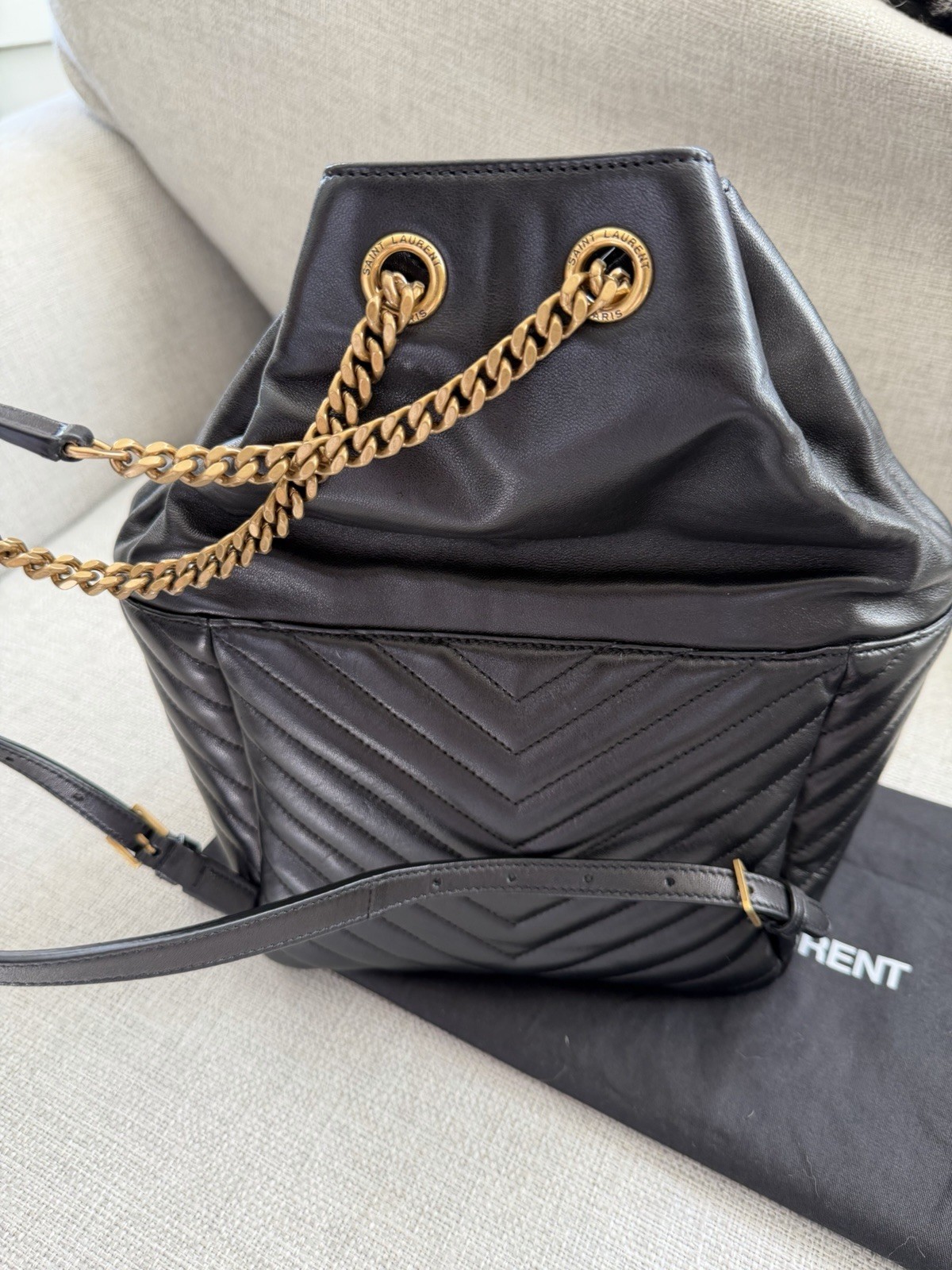 Authentic Saint Laurent Joe Drawstring Black Quil… - image 8