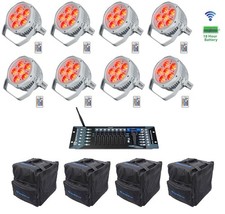 8 Rockville BEST PAR H2O White Water Resistant Lights Bags Wireless DMX Control