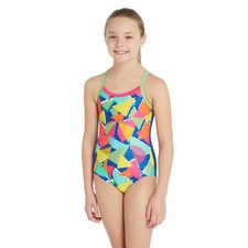 Image of Zoggs Girls Medley Rainbow Strikeback Swimsuit - Blue/Multi