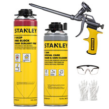 Stanley F952P Orange Fire-Rated Sealant Foam 24oz, 1 Pack - Pro Set, Gun Incl.