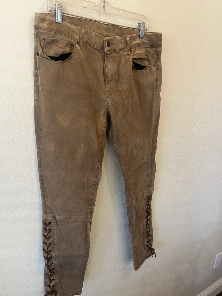 Polo Ralph Lauren Vintage Style Western Cowboy Lace Up Skinny Jeans Women’s 31 - Image 3 of 4