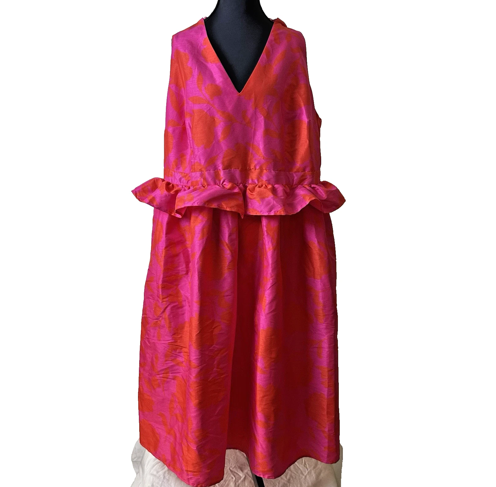 Abito midi Kate Spade x Target donna classico rosa peplo rosa rosso taglie forti 20