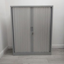 Bisley Tall Office Tambour Cupboard, 4 Adjustable Shelves, Grey, Lockable, H1...