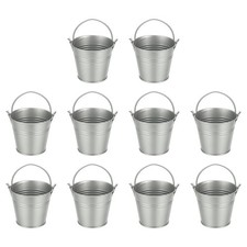 Small Metal Buckets, Mini Buckets with Handle for Party 2.7" 10Pcs Silver