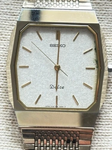[N Mint] SEIKO Dolce 9531-5150 Mens Vintage Watch Gold Dial Quartz Japan