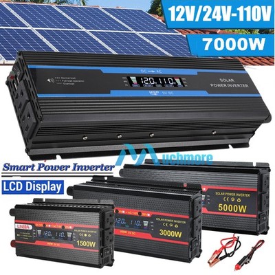 7000W 5000W 3000W Sine Power Inverter DC 12V 24V to 110V Converter Digital LCD