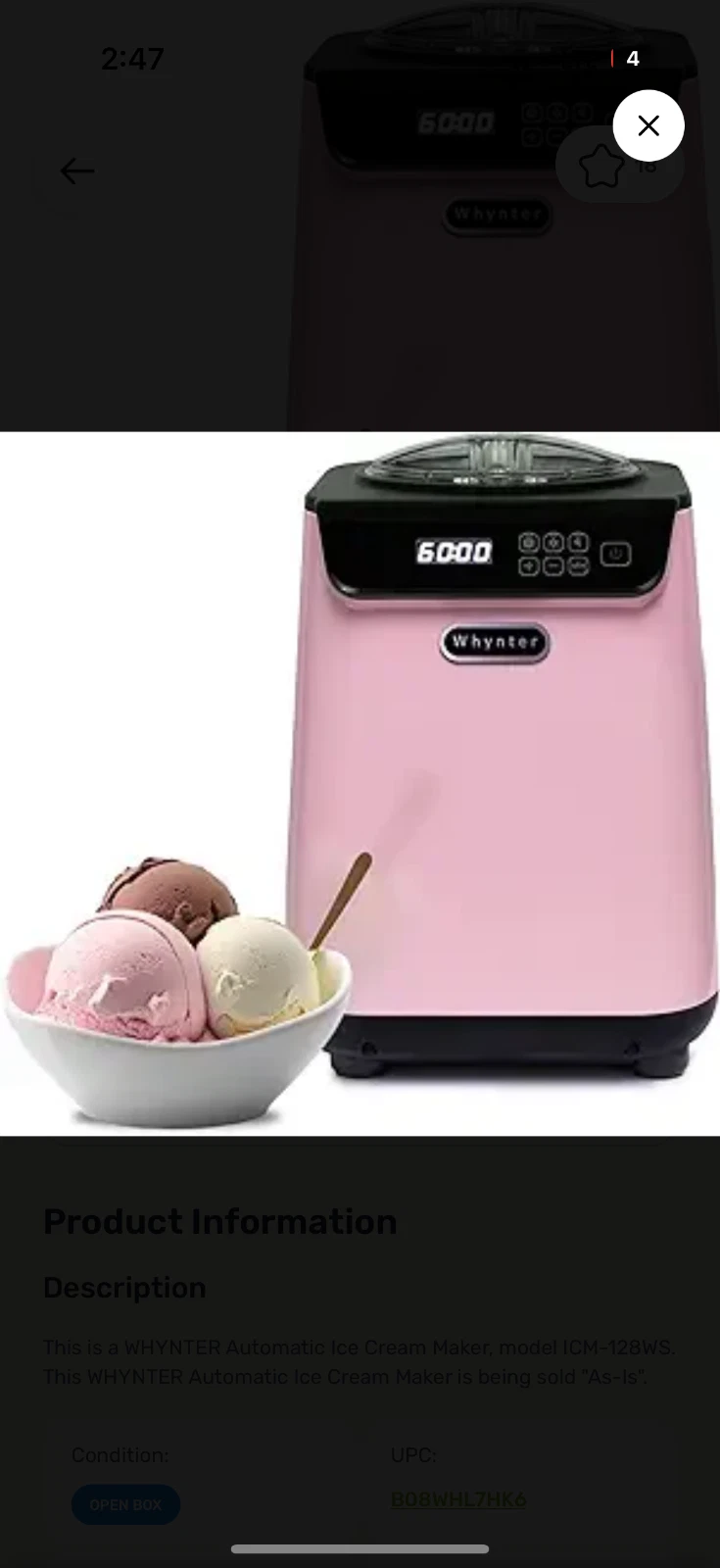 Ice Cream Maker Machine Automatic 1.28 Qt Upright with Built-in Compressor, L...