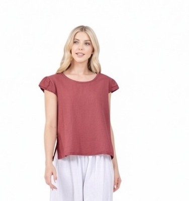 NWT Cottonways Libby 100% Cotton Gauze SS Top In Sangria Size 3 Or  2X/3X $50