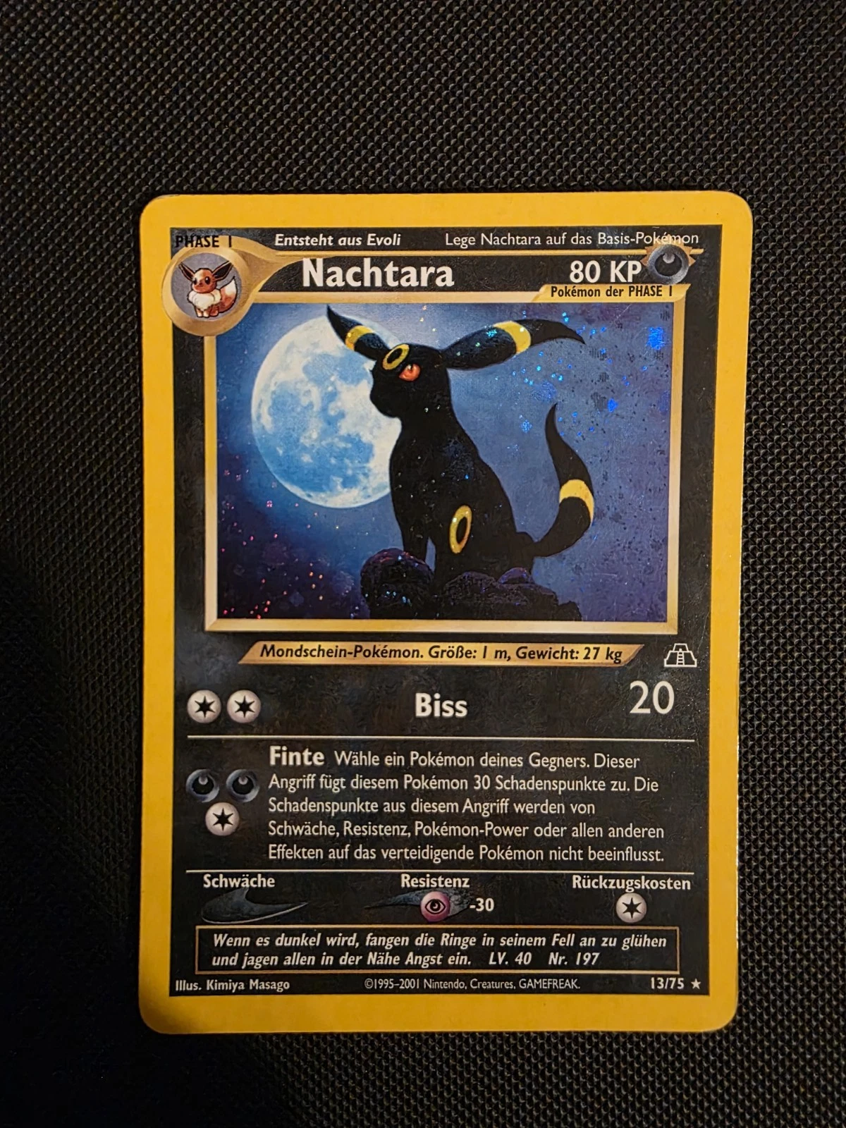 Umbreon Nachtara 13/75 GERMAN Neo Discovery Pokemon Card Holo Swirl NM