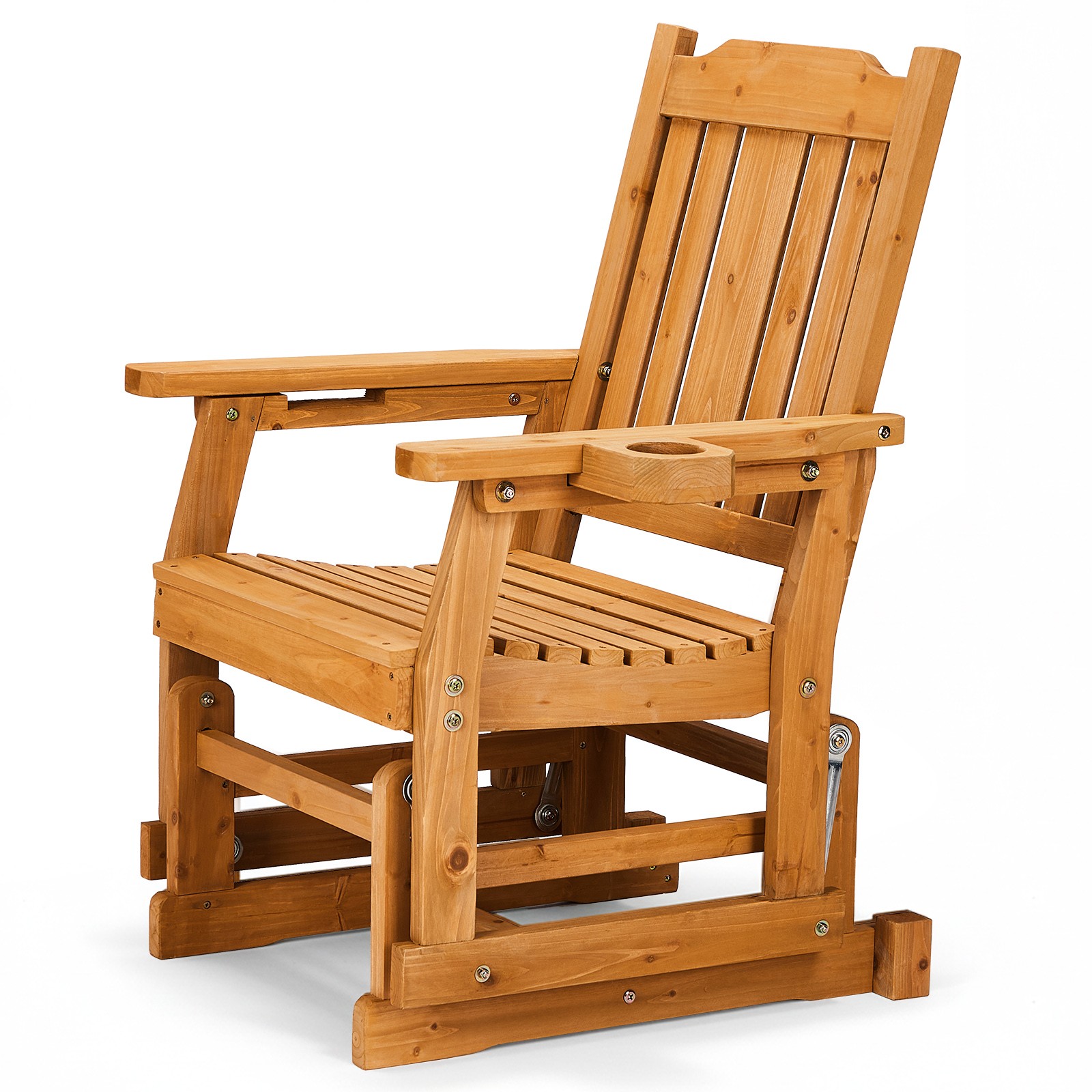 Patio Glider Chair 1Seat w/ Armrest, Backrest Swing Gliding Chair for In/Outdoor