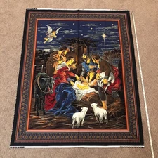 Cranston Nativity Fabric Cut & Sew Panel Christmas Quilt Tapestry SCENE 35x44”
