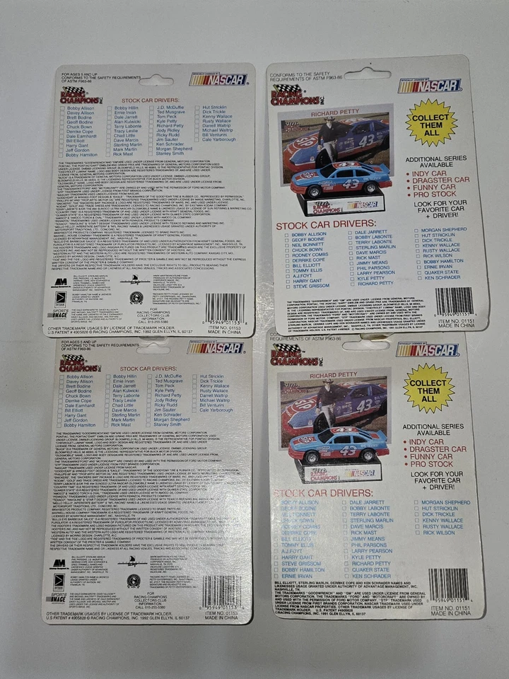 Racing Champions de la década de 1990 4- NASCAR Stock Car Diecast Rusty Wallace en tarjetas Foto 2 de 2