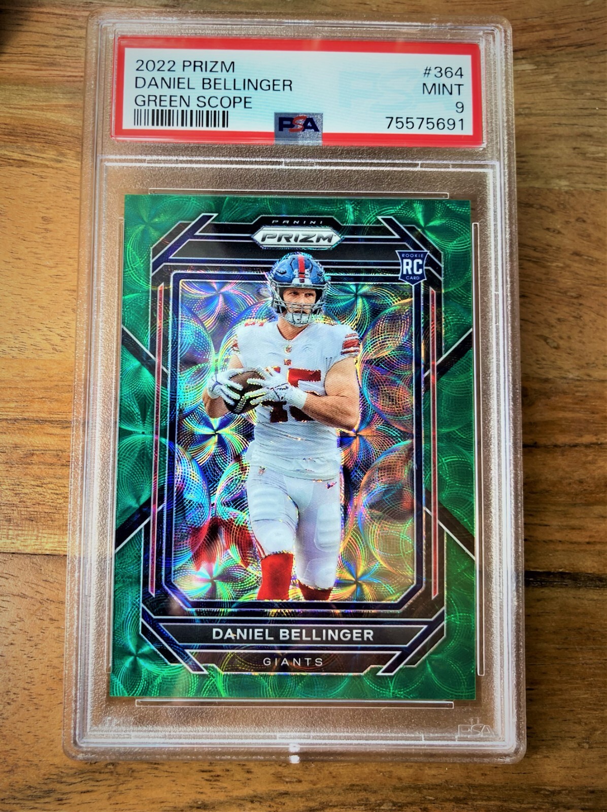 75575691 DANIEL BELLINGER 2022 Panini Prizm 364 Green Scope RC Rookie 7/75 PSA 9