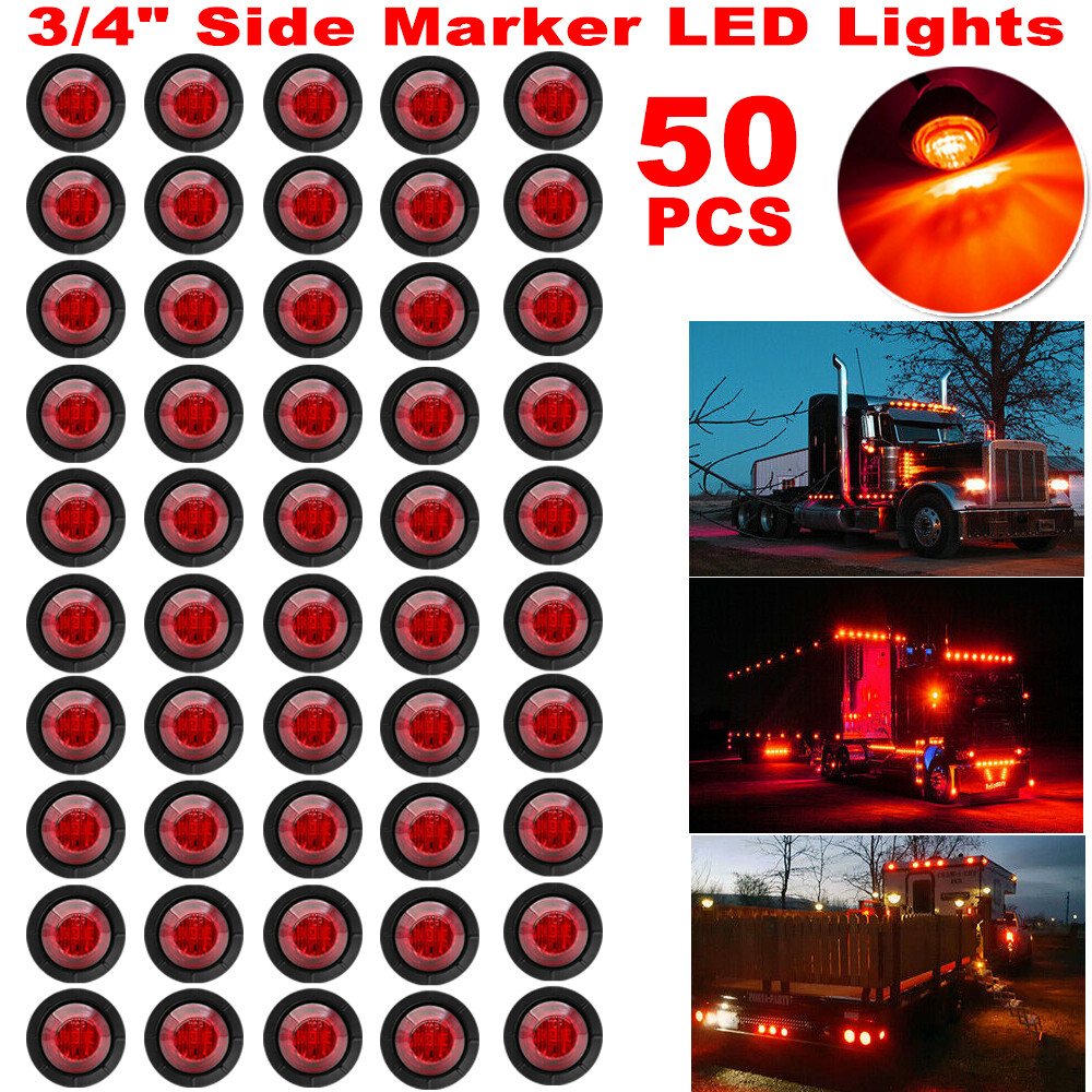 4x Red Round LED Side Marker Lights – 3/4 Inch Mini Clearance Lights For Trucks & Trailers – Waterproof