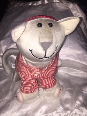 Snuggables Graphics Int 1985 plush stuffed Cat red striped pajamas hat Slippers