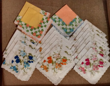 LOT of 18 HANDKERCHIEFS PRINTED Scalloped Edges 4 Sets with Duplicates NWOT