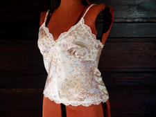 VTG 60s 70s FARR WEST Champagne Floral Lace Satin Luxury Lingerie Camisole Sz M