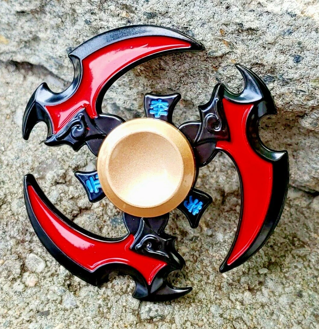 Red Black Cool All Metal Fidget Spinner Toy Boys Girls Kids Adults ADHD Focus