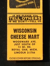 1940s Wisconsin Cheese Mart Woodward Ave. Royal Oak MI Macomb/Oakland Co