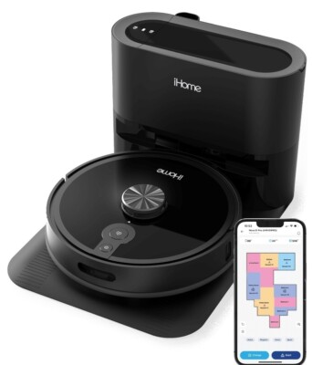 iHome AutoVac Nova Pro S1 Robot Vacuum and Mop Combo, Self Empty iHRVS1PRO-3BLK