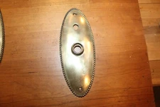 Antique Thumb Turn Beaded Escutcheon for Reading Lenox Design Oval Knobs B-9