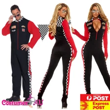 Mens Ladies Racing Costume Miss Racer Sport Driver Super Car Grid Girl Jumpsuit