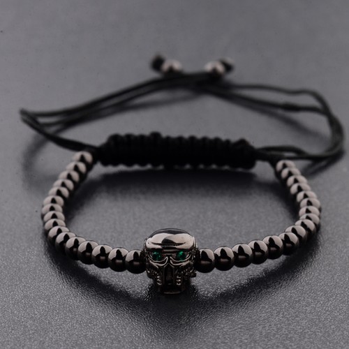 Charm Men's Cubic Zircon Bead Viking Buddha Batman Skull Bead Macrame Bracelets - Picture 54 of 115