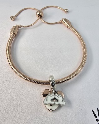 Pandora Chain  Bracelet W/ Mickey Dangle Charm . Adj  5'' up to 9'' Item#780112C01