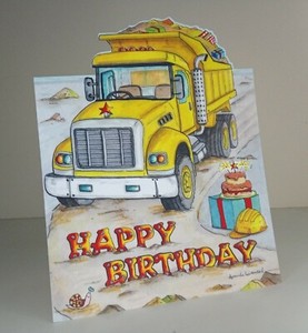 Die Coupe Carte De Vœux Joyeux Anniversaire Camion Benne Vierge Interieur Ebay