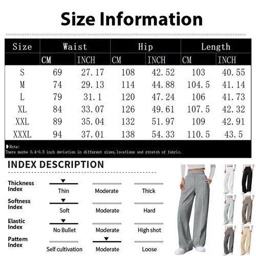 Damenmode einfarbig hohe Taille weites Bein lässig lockere Hose Jogginghose - Bild 10 von 42