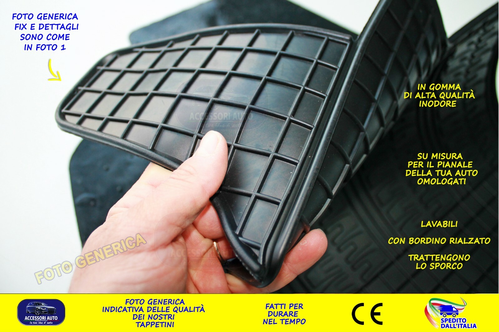 Autokit - Audi Q7 03/2006>06/2015 Tappeti per Auto in Gomma su Misura Set da 4 - Miniatura 3