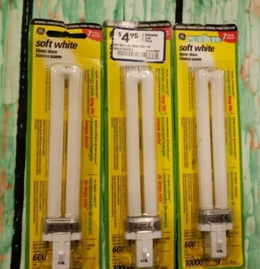 Lot Of 3 - GE  Energy Smart Long Life Biax Tube Bulbs  F9BX 9 watts  Soft White
