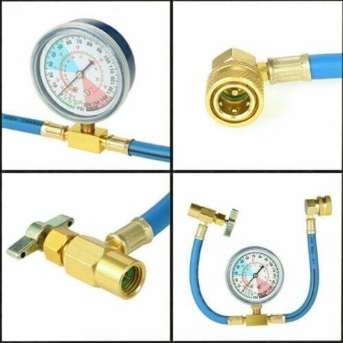 Car AC Air Conditioning R134A Refrigerant Recharge Hose w/ Pressure Gauge DE - Bild 6 von 21
