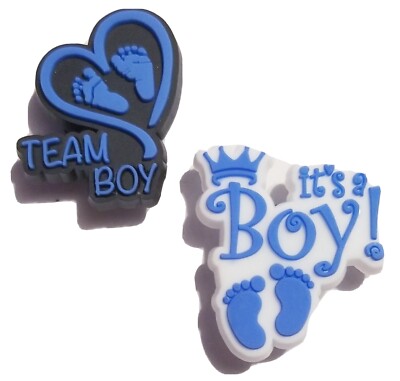 It's a BOY! Team BOY! 2 pc Shoe Charm Set! NEW! Croc Compatible! For Shoes,