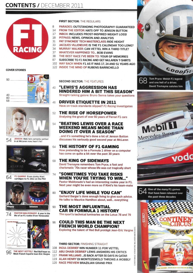 F1 Racing Magazine Jenson Buttons Lotus 79 Bruno Senna Gerhard Berger ...